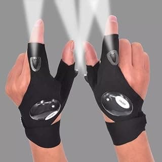 AMAZING BASIC PRODUCTS LED Handsfree Flashlight Gloves Birthday Working Fishing Hunting Gifts for Husbands Boyfriend Sons Mechanics Electrician Water Resistant Christmas Stocking Stuffers