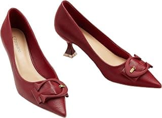 Low Heels for Women I Red Low Heels I Red Pumps I Women's Pumps I Kitten Heels for Women I Red Shoes I Womens Short Heels I Red Kitten Heels(C-Red,40)