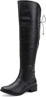 Women's Over The Knee Boot Fashion Lace Up Tight High Boots Side Zip Block Heel Riding Booties