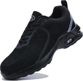 Wide Steel Toe Shoes for Women Safety Work Sneakers Lightweight Air Cushion Comfortable Breathable Slip Resistant Puncture Proof Shoe Indestructible