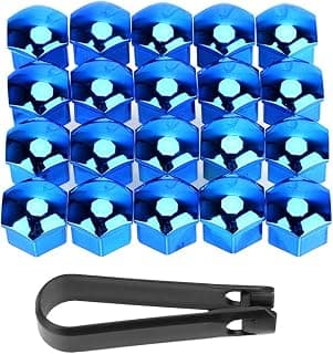 oAutoSjy 20pcs Wheel Nut Cap Wheel Bolt Lug Nut Cover Cap Universal Wheel Lug Nut Covers Bolt Caps Wheel Nut Protector Cap Hexagonal Tire Nut Covers with Removal Tool Car Styling Accessories,Blue 17#