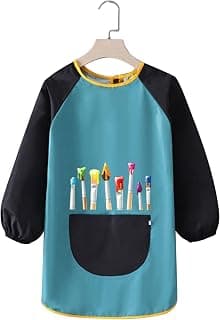 Kids Art Smock, Waterproof Painting Smocks for Kids, High Density Toddler Smock Artist Painting Aprons with Long Sleeve and Large Pockets, Children Apron for Cooking Baking Grilling, Painting Supplies