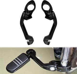HCmotorku Motorcycle 32mm 1.25'' Long Angle Highway Pegs Mount Kit Fits For Harley Touring Road King Street Glide Electra Softail Dyna Sportster XL 883 1-1/4'' Engine Guards Black (HCUSPE013201)