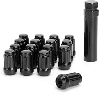 ATV 3/8"-24 Lug Nuts for Polaris Sportsman 335/400/500/550/570/600/700/800/850/1000, dynofit 16pcs Black 6 Spline Drive Conical/Cone Lugnuts for RZR 170/800-s/XP 900 and More Aftermarket Wheels/Rim