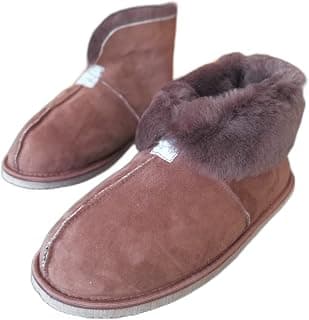 Sheepskin Hourse Slippers for Men | Winter Slipper Boots | Warm House Shoes | Ankle-high Fuzzy Sheep Fur Sleeper (US 9 (men))