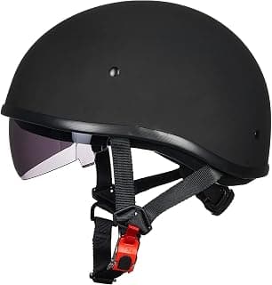 ILM Motorcycle Half Helmet with Sunshield Quick Release Strap Half Face Fit for Cruiser Scooter Harley DOT Approved 883V (Matte Black, Small)