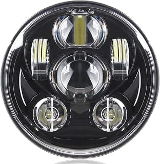 SUNPIE 5-3/4 5.75 Inch LED Headlight Motorcycle Compatible with Sportster 883 XL1200 Compatible with Dyna Low Rider Wide Glide Super Glide Compatible with Softail Springer Deuce Street 500 Street 750