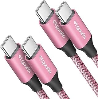etguuds Pink USB C to USB C Cable [6ft, 2-Pack], 60W Fast Charging Type C to Type C Charger Cable for Samsung Galaxy S23 S22 S21 S20 Ultra 5G, Z Flip/Fold 4 3, Note 20, Pixel 7 6 Pro & USB-C Laptop
