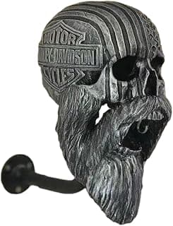Skull Helmet Rack,Skull Helmets Holder,Skull Motorcycle Helmets Rack with Hook Design, Wall Decor Helmets Storage Rack, Skull Hooks Helmet Hanger for Coats, Caps, Baseballs & Rugby Helmet