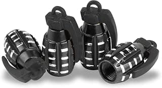 SINGARO 4PCS Aluminum Valve Stem Caps, Bomb Decorative Tire Valve Caps, Suitable for Cars, Trucks, SUVs, Motorcycles and Bicycles (Black)