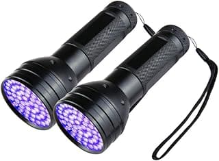 Optimal Shop 2 Pack UV Flashlight Blacklight, 51 LED 395nm UV Blacklight Torch Light Outdoors,Pet Urine Detector for Dog Urine,Pet Stains and Bed Bug Detector,Dog Urine Remover-Black