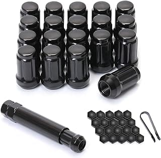 M12x1.25 Lug Nuts 12x1.25 Lug Nuts Black 6 Spline Lug Nuts Anti Theft 1.38" Long Set of 20 M12-1.25 Lug Nuts Acorn Aftermarket Wheel Lug Nuts