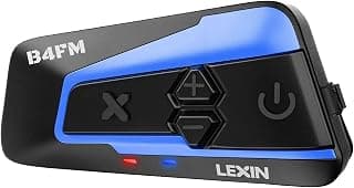 LEXIN 1pc B4FM 10 Riders V5.0 Motorcycle Communication System with Music Sharing, Waterproof Motorcycle Bluetooth Headset with Noise Cancellation and FM Radio, Universal Intercom for Snowmobile/ATV