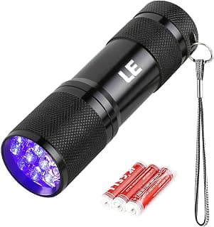 LE UV Flashlight, Handheld Black Light Flashlight, 9 LED 395nm Ultraviolet Flashlight, Pet Urine Stain Detector, 3 AAA Batteries Included, Find Stains on Clothes, Carpet or Rugs