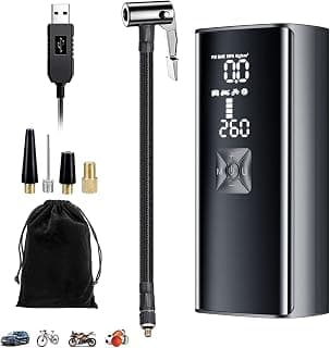 Portable Tire Inflator Air Compressor with 8000mAh Battery,Up to 150PSI,Cordless Tire Infiator with Digital LCD Screen, Auto Shut Off Electric Air Pump for Car Bike Motorcycle Tires Balls Inflatables