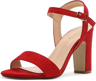 Women's Open Toe Mid Chunky Heel Pump Sandals