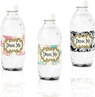 36 Pcs Alice Water Bottle Labels Party Decorations, Birthday Party Supplies Party Favors for Girls