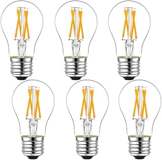 LiteHistory E26 Edison Bulb 6W=60 watt Light Bulb Dimmable Warm White 2700K Edison Light Bulb 60 Watt AC120V A15 led Bulb for Ceiling Fan,Vanity,Refrigerator,Wall scones 600lm E26 Light Bulb 6Pack
