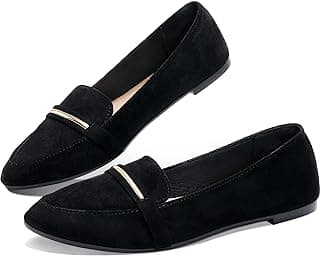 Women's Pointy Toe Loafer Flat Comfortable Faux Suede Work Shoes,Cute Penny Loafer Slip On Ballet Flat