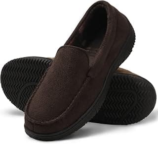 Men's Moccasin Breathable Slippers with Memory Foam Slip On House Shoes for Indoor and Outdoor