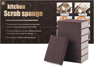 Foamworld 6Pcs Emery Sponge, Magic Carborundum Sponge Washing Kitchen Cleaner Tool, Just Add Water, No Odor Durable Thick Nano Sponge Descaling Rust Home Dish Bathroom Cleaning Pads