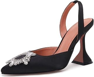 Women's High Heel Crystal Slingback Pumps Pointed Toe Strappy Triangle Heeled Party Wedding Bride Pump Shoes