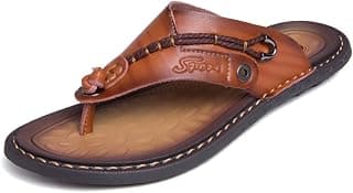 Sandals for Men Classic Leather Anti-skidding Flip-Flops Slippers Outdoor