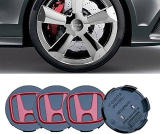 69mm Wheel Center Caps Emblem Rim Hub Cover Logo Badge for Civic/Accord/Odyssey/Elysion/CRV/Series (Black/Red)