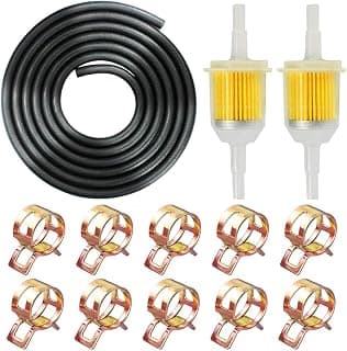 IZOKEE 1/4" Inch ID Fuel Line Set - 2 Meter / 6-Foot ¼ Inch Fuel Line + 2 Pcs 1/4 Inch & 5/16 Inch Fuel Filters + 10 Pcs 2/5" ID Hose Clamps for Kawasaki Kohler Briggs & Stratton Small Engine