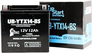 Replacement 2009 Suzuki LT-A400 King Quad 400 CC Factory Activated, Maintenance Free, ATV Battery - 12V, 12AH, UB-YTX14-BS