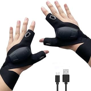 COLEDRE LED Flashlight Gloves Gifts for Men Women Birthday Father Day Halloween Christmas Gifts for Dad Husband Boyfriend Cool Gadgets Repairing Running Camping Fishing Gifts