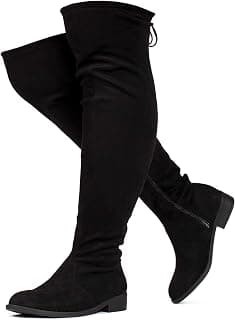 ROF Women Fashion Comfy Vegan Suede Side Zipper Over the Knee Boots