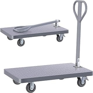 Heavy Duty Platform Truck Flat Cart,Steel Push Cart Dolly with 2200 LBS Capacity,Flatbed Cart with 360 Degree Swivel Handle,Metal Platform Cart for Material Handling (36"x24")