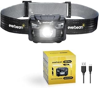 Everbeam H6 Pro LED Headlamp, Motion Sensor Control, 650 Lumen Bright, 30 Hours Runtime, 1200mAh Battery Powered USB Rechargeable Headlight Flashlight | Camping Hiking Hunting Running Red Night Cycling Fishing Inspection Work | Waterproof Small Torch