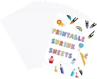 Benvo 12 Sheets Printable Shrink Sheets Shrinky Art Film A4 Shrinkable Paper Film Plastic for Inkjet Printer Sanded Shrink Sheets for Creative DIY Handmade Craft (White 8.3 x 11.6 inch/ 21 x 29.5 cm)