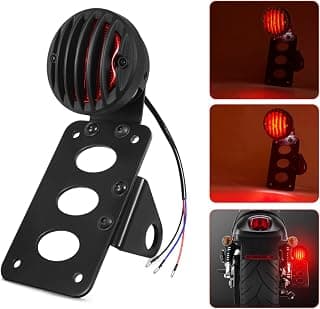 Amazicha Motorcycle Tail Light LED Brake Light Rear Light 1" Side Mount License Plate Bracket Holder Compatible for Harley Bobber Chopper Cruiser Custom Bike Honda Yamaha Suzuki Kawasaki