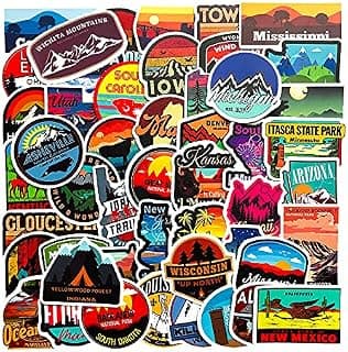 US State Stickers (50 pcs) Waterproof RV Stickers - Cute RV Decal Sticker Set - USA State Flag Scrapbook Stickers - Boho Travel Stickers - United States of America Camper Decals – 2 Inch Diameter (GlibertVillageGoods)