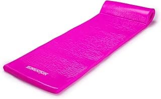 TRC Recreation Splash 1.75" Thick Buoyant Vinyl Coated Foam Swimming Pool Lounger Floating Water Raft with Supportive Roll Pillow, Flamingo Pink