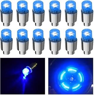 FICBOX 12 PCS LED Wheel Lights Flash Light Tire Valve Cap Lamp for Car Trucks Motorcycle Bike (Blue)