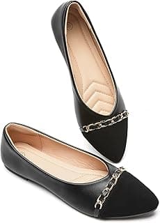 Women's PU Leather Flats Shoes Black Dress Flats Crimping Faux Suede Pointed-Toe Work Shoes