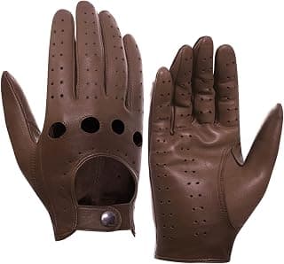 Harssidanzar Men's Leather Driving Gloves, Soft Unlined Gloves, GM026CA