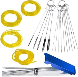 4 pcs Fuel Line and 3 Carburettors Carbon Dirt Jet Remove Cleaner, FineGood Cleaning Wires Needles Nylon Brushes Set, with 4 Sizes Hose Tube for Weedeater Chainsaw Motorcycle ATV Moped Welder Carb