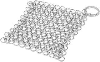 1Pc Silver Stainless Steel Cast Iron Cleaner Chainmail Scrubber Home Cookware Clean for Skillets Grill Pans Kitchen Supplies