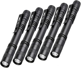 Tileon 5PCS Pen Flashlights,Small Led Pen Light Flashlight with Clip,Mini Pocket Medical Penlight Flashlight for Inspection Outdoor Emergency