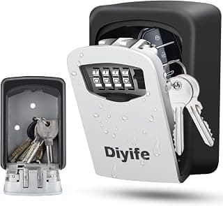 Key Lock Box, [Wall Mounted] Diyife Large Lock Box for Keys Outdoor, 8 Keys Capacity, Heavy Duty Key Safe Weatherproof Lockbox for Keys with Slide Cover for Airbnb Home Garage School Office Car Key