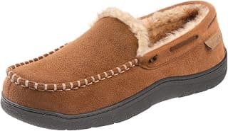 Men's Moccasin Slippers Memory Foam House Shoes, Indoor and Outdoor Warm Loafer Slippers