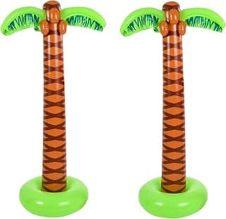 Inflatable Palm Trees [2 Pack] 5.5ft - Luau Hawaiian Tropical Party Decorations for Adults & Kids, Summer Beach Theme Party Photo Prop Pool Decor, Moana Birthday Party Supplies by 4E's Novelty