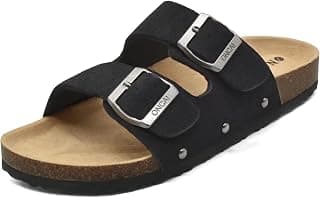 Women's-Slide-Sandals-Beach-Slippers-Arizona Slippers Shoes Indoor and Outdoor Anti-skidding Flat Cork Sandals and Footbed with Two Adjustable Straps…