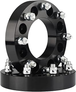 2PCS 8x6.5 to 8x180 Wheel Adapters, 1.5 Inch 8x165.1 to 8x180 Wheel Adapters 117mm Center core with M14x1.5 Studs, Bounce with 2 Thread Locking Adhensive