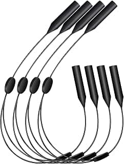 MoKo Adjustable Eyewear Retainer, [4 Pack] Universal Fit Sports Sunglasses Retainer, Unisex Sunglass Strap Safety Glasses Holder with Large Round-Head for Men, Women - Black